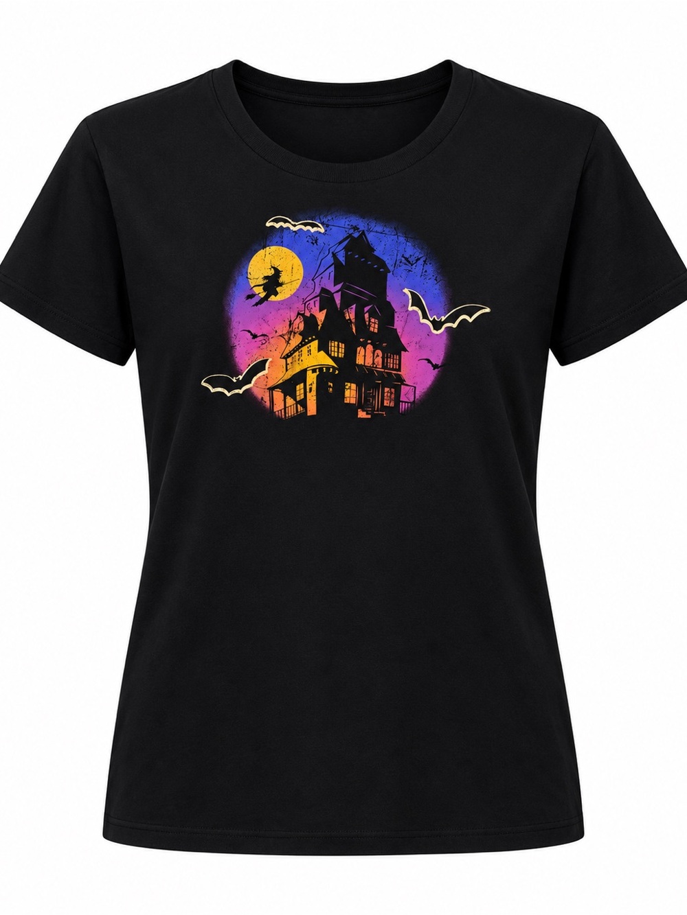 Way to Celebrate Halloween XL Haunted House Graphic Tee Black Witchy Spooky Fall